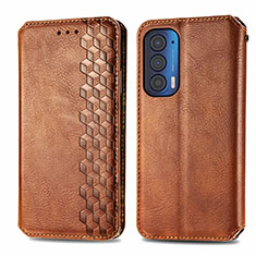 Coque Portefeuille Livre Cuir Etui Clapet S01D pour Motorola Moto Edge (2021) 5G Marron