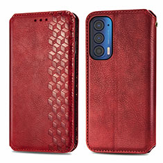 Coque Portefeuille Livre Cuir Etui Clapet S01D pour Motorola Moto Edge (2021) 5G Rouge