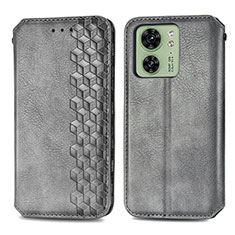 Coque Portefeuille Livre Cuir Etui Clapet S01D pour Motorola Moto Edge (2023) 5G Gris