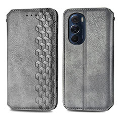 Coque Portefeuille Livre Cuir Etui Clapet S01D pour Motorola Moto Edge 30 Pro 5G Gris