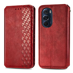 Coque Portefeuille Livre Cuir Etui Clapet S01D pour Motorola Moto Edge 30 Pro 5G Rouge