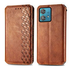 Coque Portefeuille Livre Cuir Etui Clapet S01D pour Motorola Moto Edge 40 Neo 5G Marron