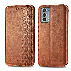 Coque Portefeuille Livre Cuir Etui Clapet S01D pour Motorola Moto Edge Lite 5G Marron