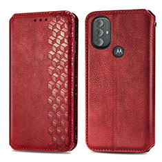 Coque Portefeuille Livre Cuir Etui Clapet S01D pour Motorola Moto G Play Gen 2 Rouge