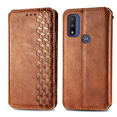 Coque Portefeuille Livre Cuir Etui Clapet S01D pour Motorola Moto G Pure Marron