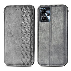 Coque Portefeuille Livre Cuir Etui Clapet S01D pour Motorola Moto G13 Gris