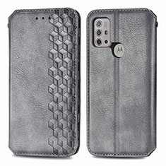 Coque Portefeuille Livre Cuir Etui Clapet S01D pour Motorola Moto G20 Gris