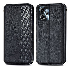 Coque Portefeuille Livre Cuir Etui Clapet S01D pour Motorola Moto G23 Noir