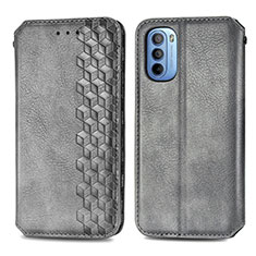 Coque Portefeuille Livre Cuir Etui Clapet S01D pour Motorola Moto G41 Gris