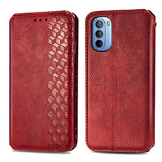 Coque Portefeuille Livre Cuir Etui Clapet S01D pour Motorola Moto G41 Rouge