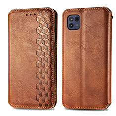 Coque Portefeuille Livre Cuir Etui Clapet S01D pour Motorola Moto G50 5G Marron