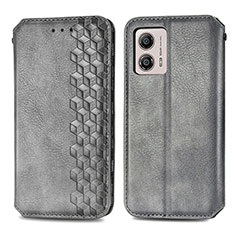 Coque Portefeuille Livre Cuir Etui Clapet S01D pour Motorola Moto G53 5G Gris