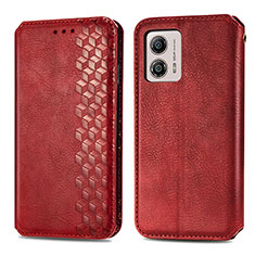 Coque Portefeuille Livre Cuir Etui Clapet S01D pour Motorola Moto G53 5G Rouge