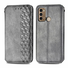 Coque Portefeuille Livre Cuir Etui Clapet S01D pour Motorola Moto G60 Gris