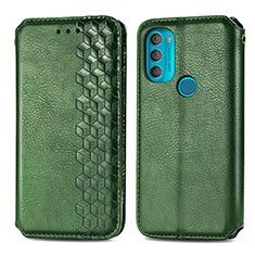 Coque Portefeuille Livre Cuir Etui Clapet S01D pour Motorola Moto G71 5G Vert