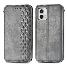 Coque Portefeuille Livre Cuir Etui Clapet S01D pour Motorola Moto G73 5G Gris