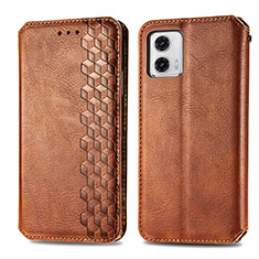 Coque Portefeuille Livre Cuir Etui Clapet S01D pour Motorola Moto G73 5G Marron