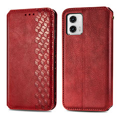 Coque Portefeuille Livre Cuir Etui Clapet S01D pour Motorola Moto G73 5G Rouge