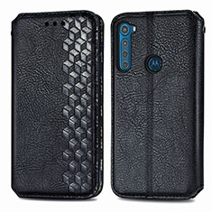 Coque Portefeuille Livre Cuir Etui Clapet S01D pour Motorola Moto One Fusion Plus Noir