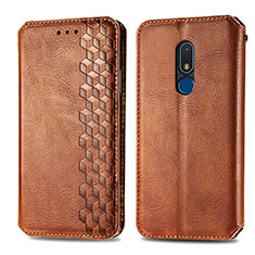 Coque Portefeuille Livre Cuir Etui Clapet S01D pour Nokia C3 Marron