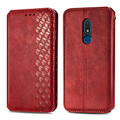 Coque Portefeuille Livre Cuir Etui Clapet S01D pour Nokia C3 Rouge