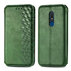 Coque Portefeuille Livre Cuir Etui Clapet S01D pour Nokia C3 Vert