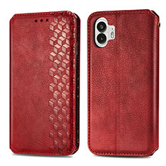 Coque Portefeuille Livre Cuir Etui Clapet S01D pour Nothing Phone 2 Rouge