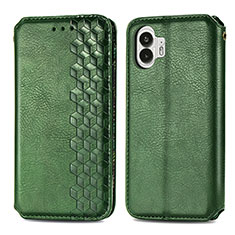 Coque Portefeuille Livre Cuir Etui Clapet S01D pour Nothing Phone 2 Vert