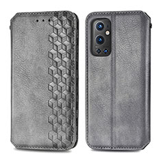 Coque Portefeuille Livre Cuir Etui Clapet S01D pour OnePlus 9 Pro 5G Gris