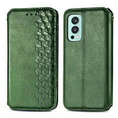 Coque Portefeuille Livre Cuir Etui Clapet S01D pour OnePlus Nord 2 5G Vert