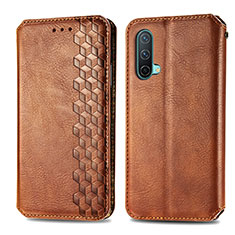 Coque Portefeuille Livre Cuir Etui Clapet S01D pour OnePlus Nord CE 5G Marron