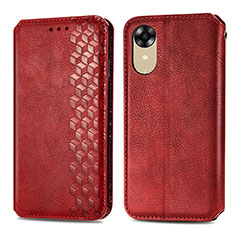 Coque Portefeuille Livre Cuir Etui Clapet S01D pour Oppo A17K Rouge