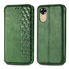 Coque Portefeuille Livre Cuir Etui Clapet S01D pour Oppo A17K Vert