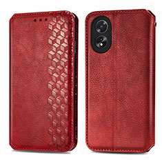 Coque Portefeuille Livre Cuir Etui Clapet S01D pour Oppo A18 Rouge