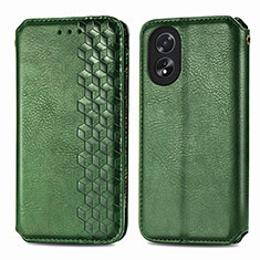 Coque Portefeuille Livre Cuir Etui Clapet S01D pour Oppo A18 Vert