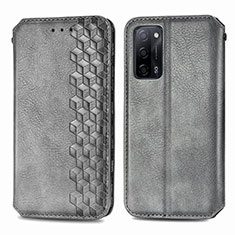 Coque Portefeuille Livre Cuir Etui Clapet S01D pour Oppo A56 5G Gris