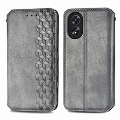 Coque Portefeuille Livre Cuir Etui Clapet S01D pour Oppo A58 4G Gris