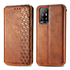 Coque Portefeuille Livre Cuir Etui Clapet S01D pour Oppo F19 Pro+ Plus 5G Marron