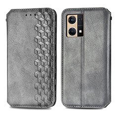 Coque Portefeuille Livre Cuir Etui Clapet S01D pour Oppo F21 Pro 4G Gris