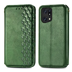 Coque Portefeuille Livre Cuir Etui Clapet S01D pour Oppo Find X5 5G Vert