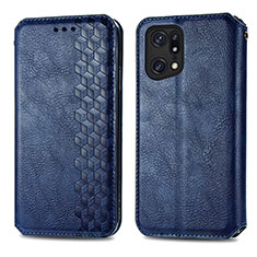 Coque Portefeuille Livre Cuir Etui Clapet S01D pour Oppo Find X5 Pro 5G Bleu