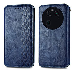 Coque Portefeuille Livre Cuir Etui Clapet S01D pour Oppo Find X6 5G Bleu