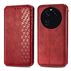 Coque Portefeuille Livre Cuir Etui Clapet S01D pour Oppo Find X6 5G Rouge