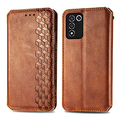 Coque Portefeuille Livre Cuir Etui Clapet S01D pour Oppo K9S 5G Marron