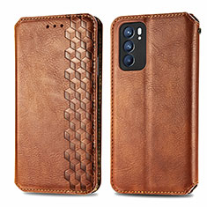 Coque Portefeuille Livre Cuir Etui Clapet S01D pour Oppo Reno6 5G Marron