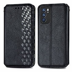 Coque Portefeuille Livre Cuir Etui Clapet S01D pour Oppo Reno6 5G Noir