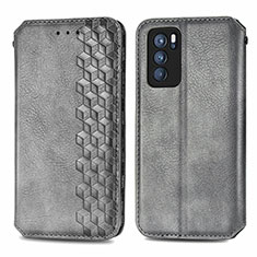 Coque Portefeuille Livre Cuir Etui Clapet S01D pour Oppo Reno6 Pro 5G India Gris