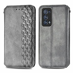 Coque Portefeuille Livre Cuir Etui Clapet S01D pour Oppo Reno6 Pro+ Plus 5G Gris