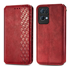 Coque Portefeuille Livre Cuir Etui Clapet S01D pour Oppo Reno7 Pro 5G Rouge