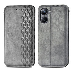 Coque Portefeuille Livre Cuir Etui Clapet S01D pour Realme 10 Pro 5G Gris